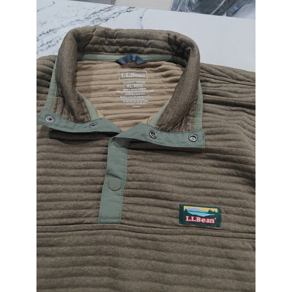Vintage LL Bean Men’s Sz 2X Fleece Pullover Jacket. Snap T Olive